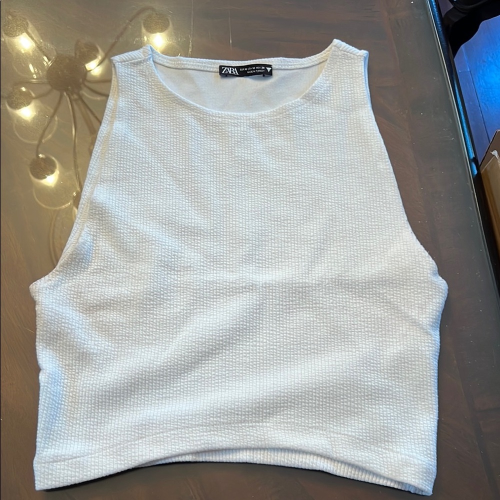 Zara White Textured Women's Top